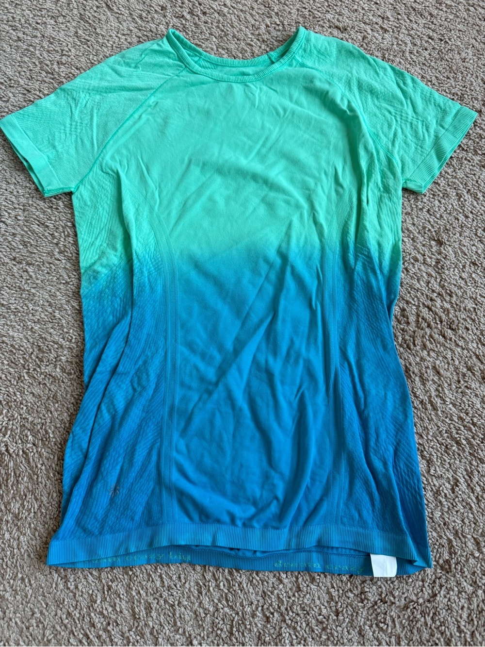 Athleta Girl Ombre Seamless Tracker Top Aqua Blue Green Girls XL/14